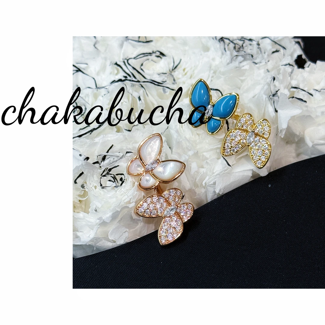 合金戒指 个性网红双蝴蝶戒指气质镶钻轻奢精致首饰小众时尚百搭