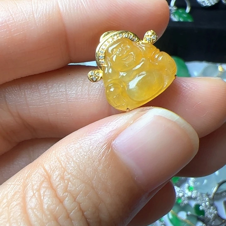 翡翠18K金镶嵌吊坠(不含链)