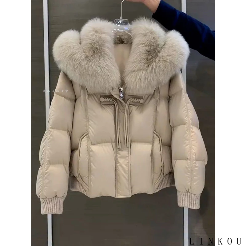 大码女装冬季新款设计感超好看毛领棉服外套洋气加绒加厚保暖棉衣