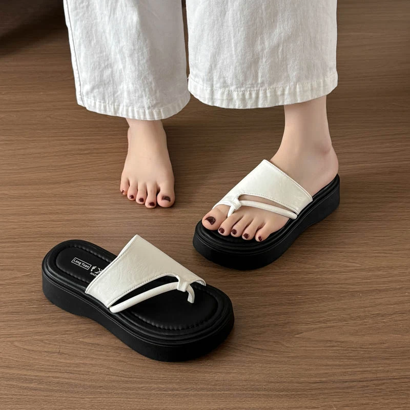 松糕厚底拖鞋女夏外穿2025新款时尚百搭套趾凉拖鞋海边度假沙滩鞋