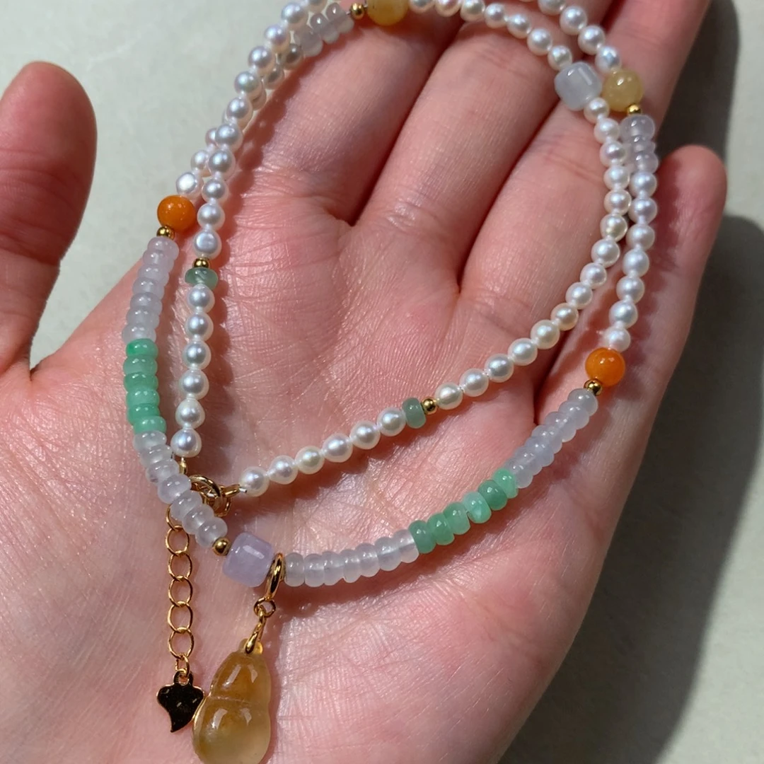 翡翠未镶嵌颈饰串