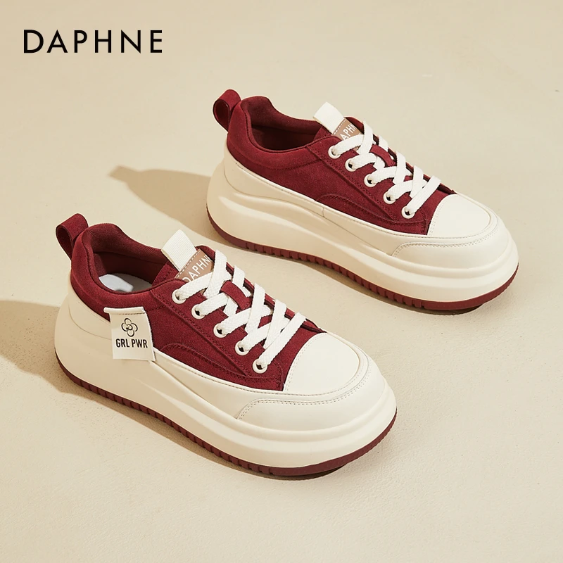 达芙妮厚底小白鞋板鞋女新款春秋季增高休闲鞋美拉德鞋子通勤百搭