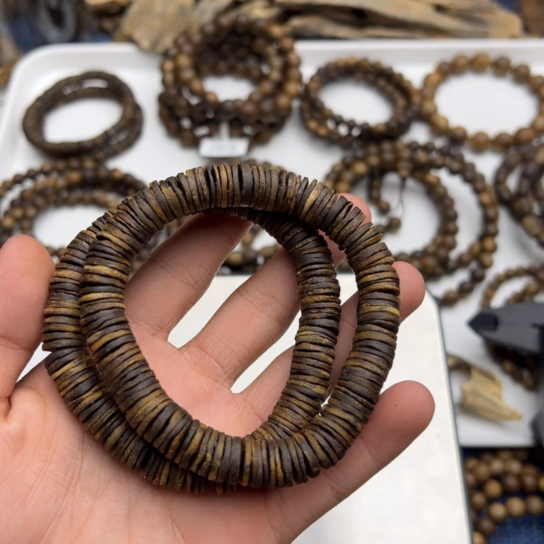 沉香碎屑沉香金沙叶沉水1.0/16克片珠单圈