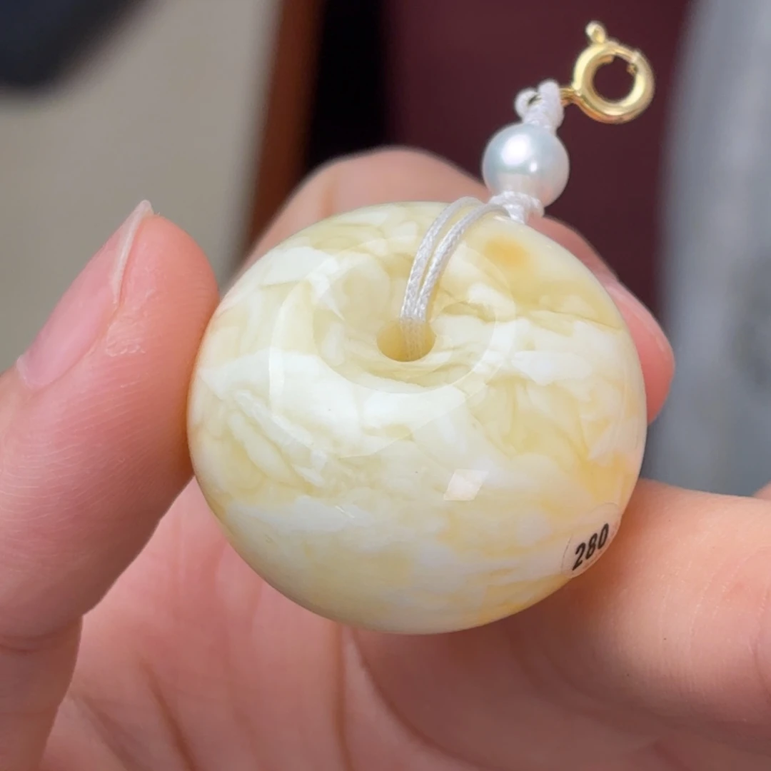 蜜蜡未镶嵌吊坠(不含链)虎皮纹面包圈