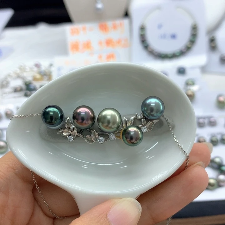 海水珍珠裸珠喜鹊报喜五珠套链