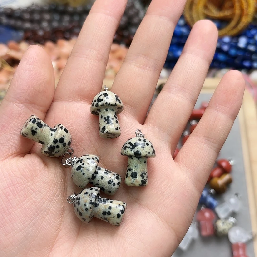 未镶嵌玛瑙/玉髓珠宝半成品斑点蘑菇3颗