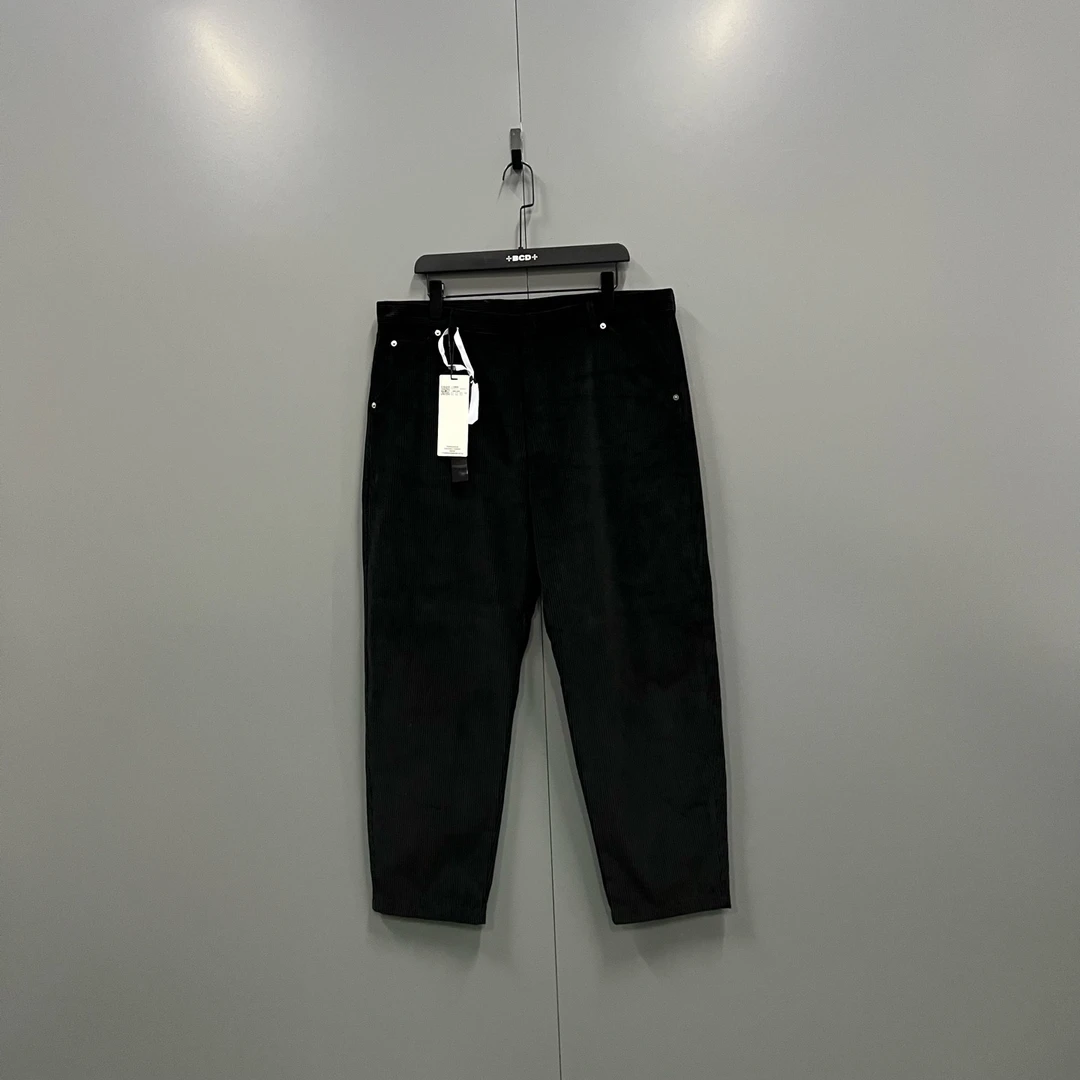 99新 Prada/普拉达 (ll) 黑色灯芯绒三角标长裤 52码/019412