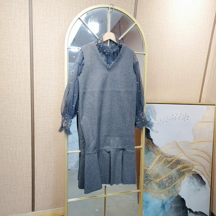 BG242孕妇灰色背心裙两件套90-120