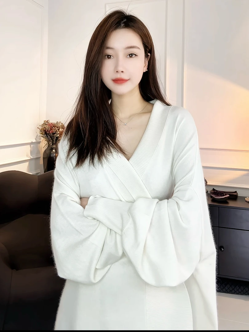 秒!NO退MEET YINA设计师款百搭气质浣熊黑白针织开衫外套  YN208