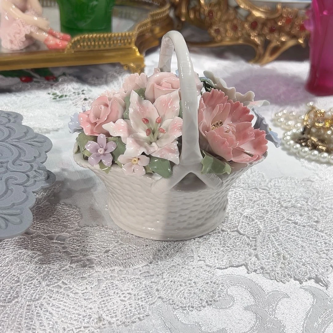 陶瓷0337福利新款瓷器花篮摆件