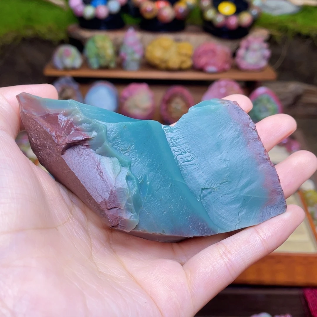 青***梦玛瑙/玉髓未镶嵌珠宝半成品盐源玛瑙蓝色稀有料