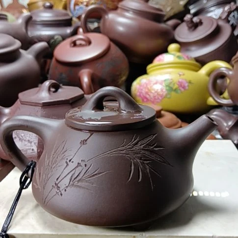 紫砂茶壶宜兴原矿老紫泥柴烧和250cc紫砂壶