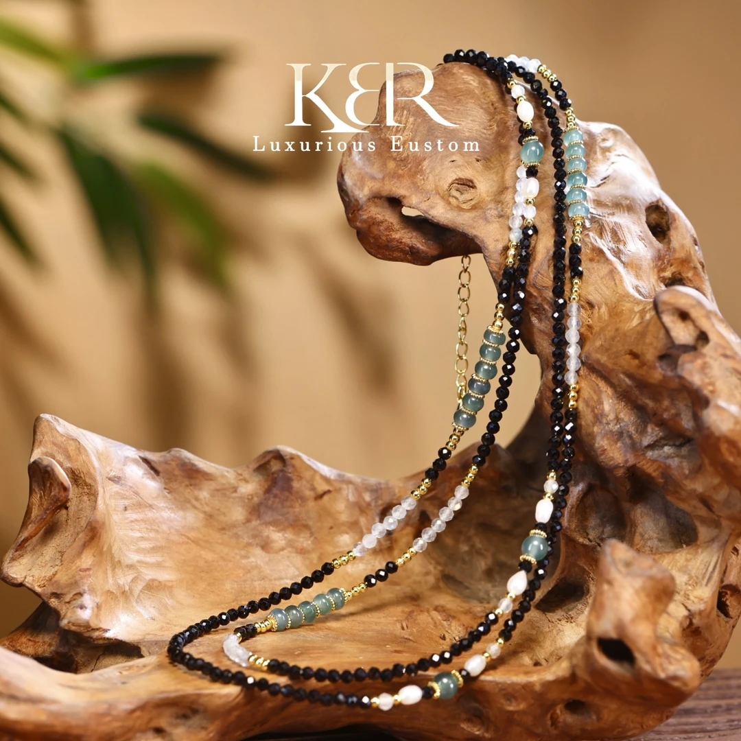 高级定制新款天然A货翡翠水晶项链百搭链简约百搭时尚KBR50519008