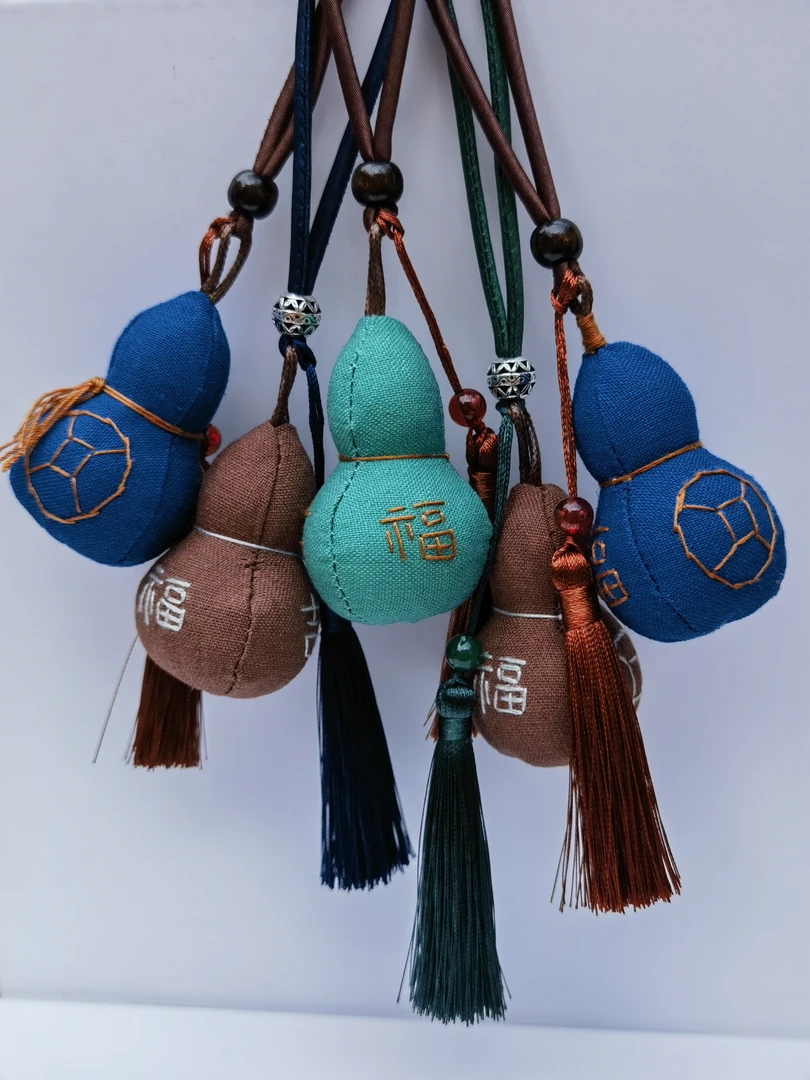 2只装手工缝制刺绣新小葫芦25年禅修茶艺挂件手链吊坠