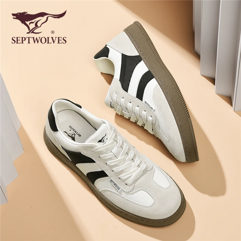 七匹狼男鞋爆款2025新款秋季复古百搭德训鞋时尚潮流运动休闲板鞋