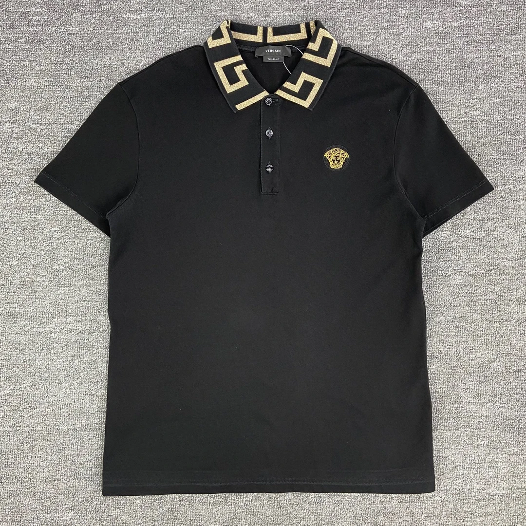 99新 VERSACE/范思哲 250590/M码/Logo刺绣胸标短袖Polo衫