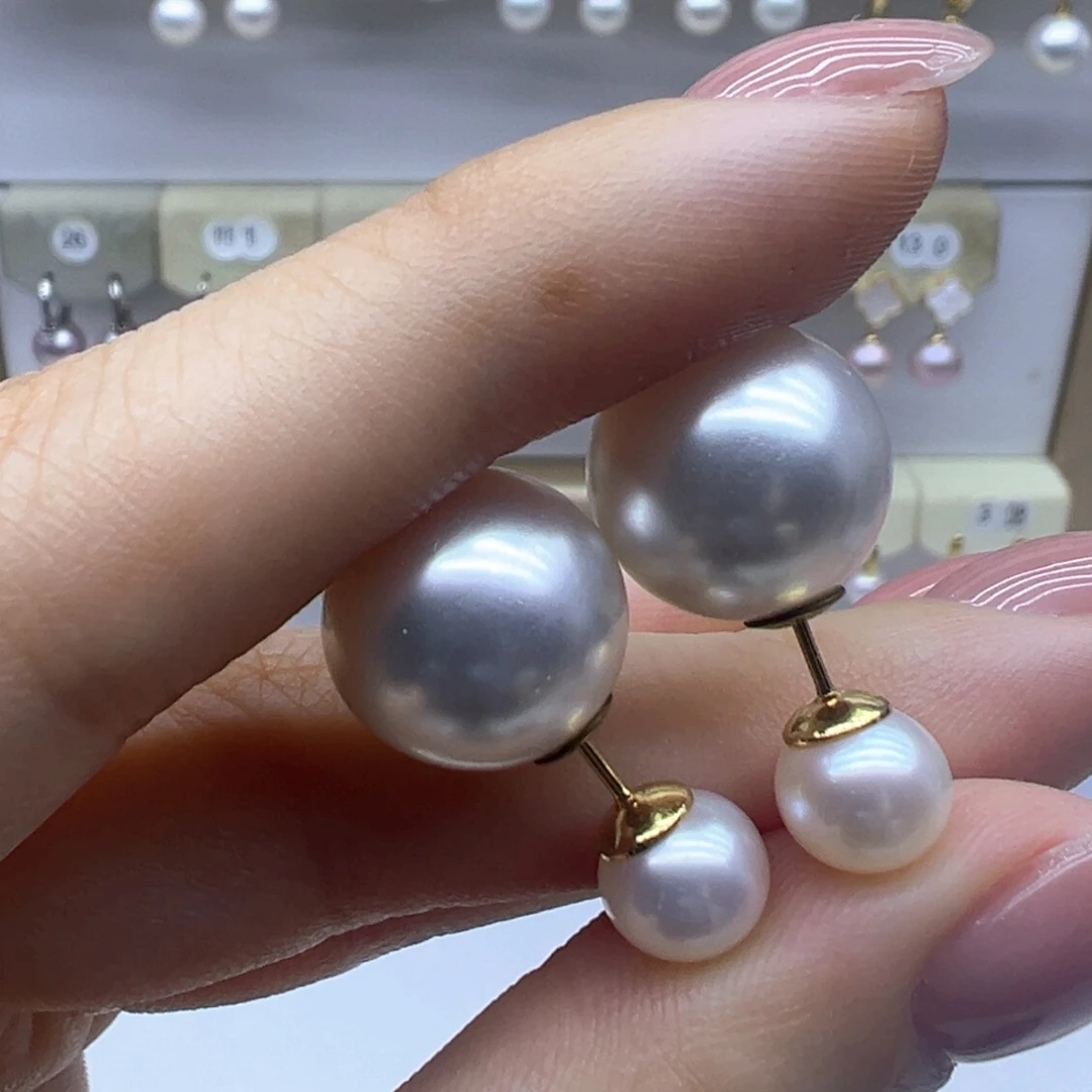 银S925镶嵌淡水珍珠耳饰