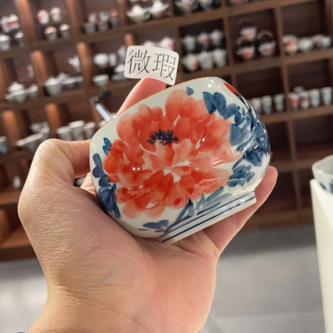 釉下手绘茶具微瑕