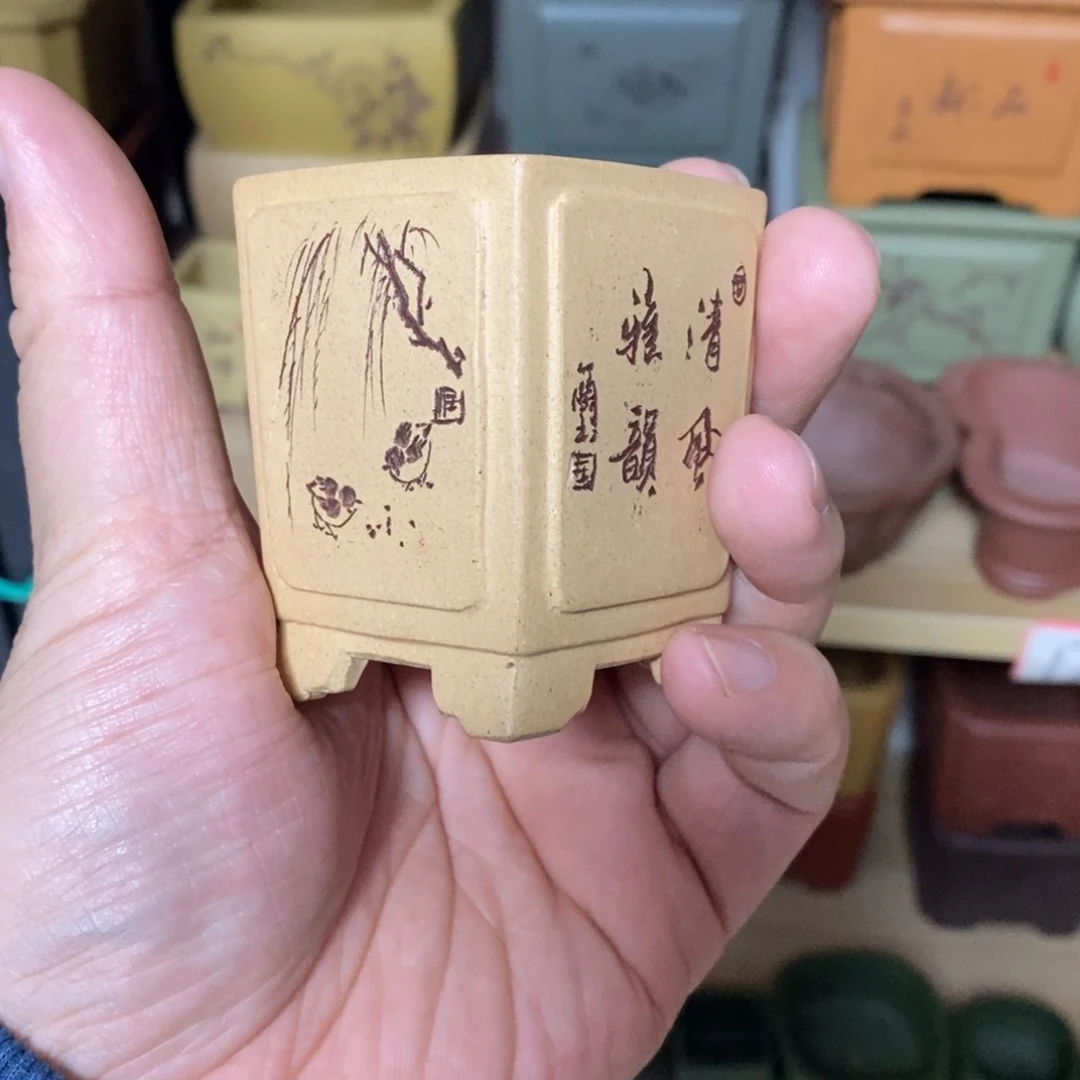 无***鸟紫砂花盆紫砂文化