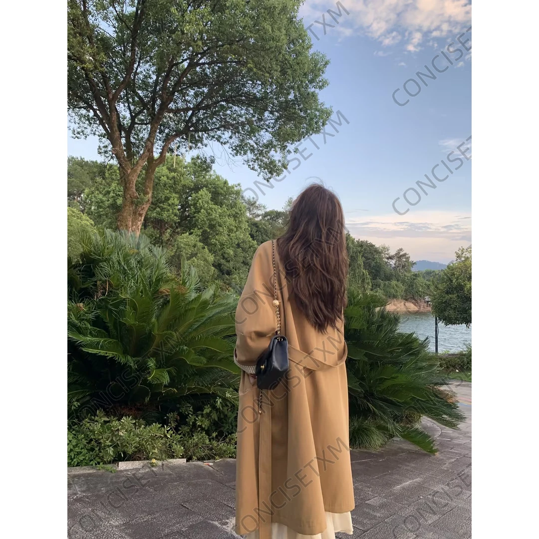 【唐小木】焦糖玛奇朵 早秋设计感休闲简约百搭长款立领风衣W0546