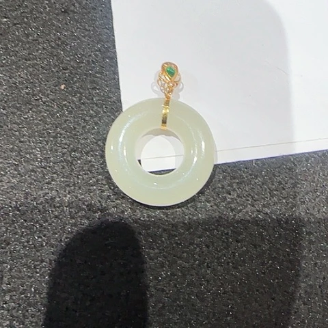 和田玉18K金镶嵌吊坠(不含链)