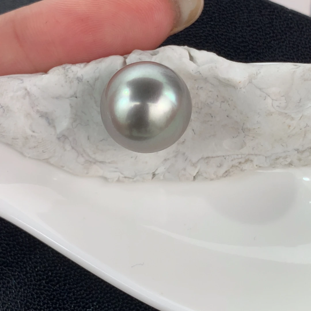 未镶嵌裸珠定制海水珍珠13-14mm铂金灰裸珠一颗