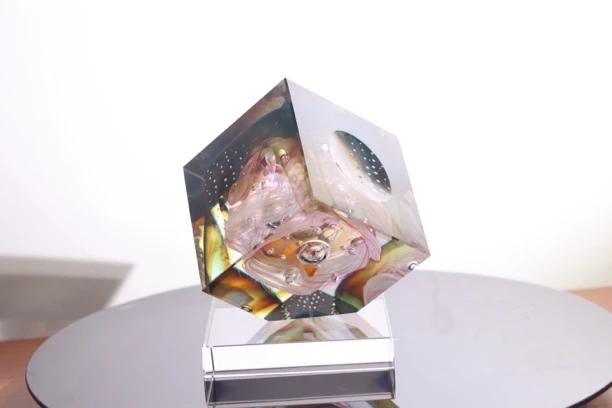 晶莹琉璃【魔方】意式轻奢极简水晶琉璃高档摆件