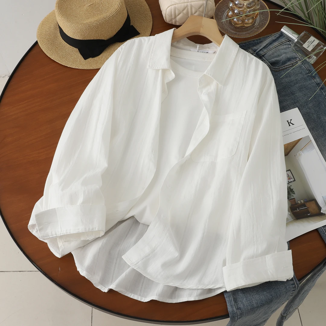 小个子 长袖薄款夏季女衬衫外套森系运动风