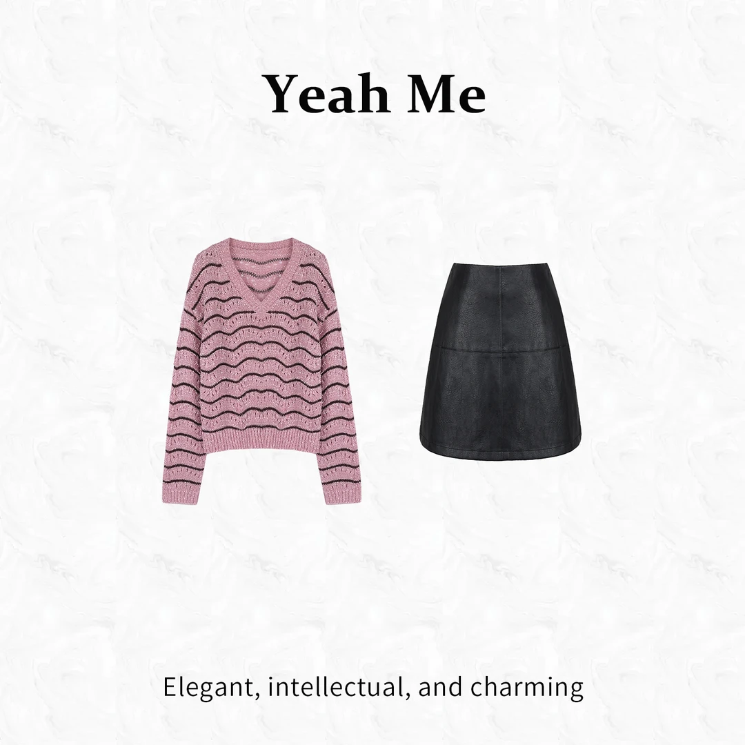 Yeah Me/也觅【甜心泡泡】秋季新款短裙套装甜美气质上衣百搭半裙