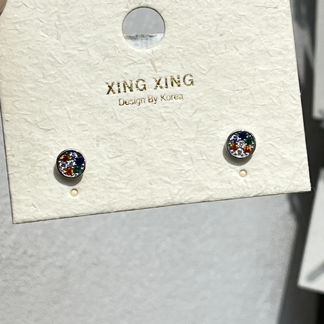 非金属亚克力耳饰 K804圆形彩色闪亮耳饰