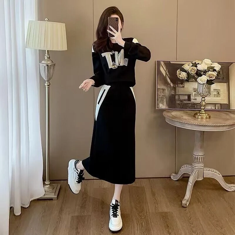 休闲运动卫衣套装裙女2024秋冬季新款高级感气质减龄半身裙两件套
