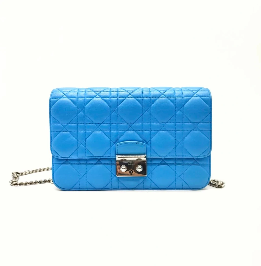 95新 DIOR/迪奥 迪奥蓝色翻盖戴妃斜挎包 32024