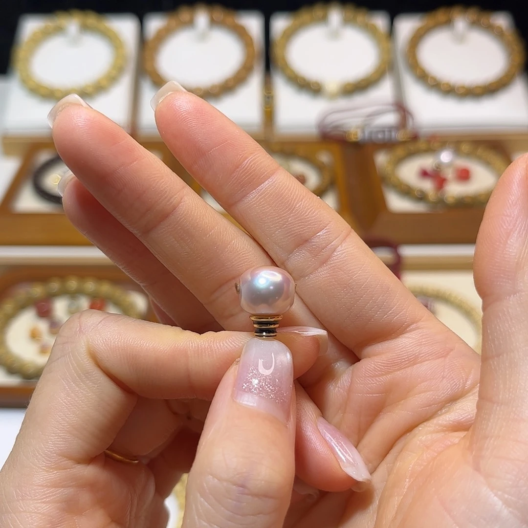 淡水珍珠18K金镶嵌1三通