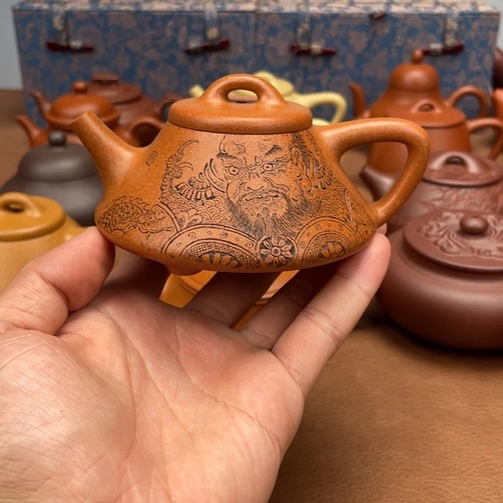 B***a紫砂茶壶全手工冷金黄