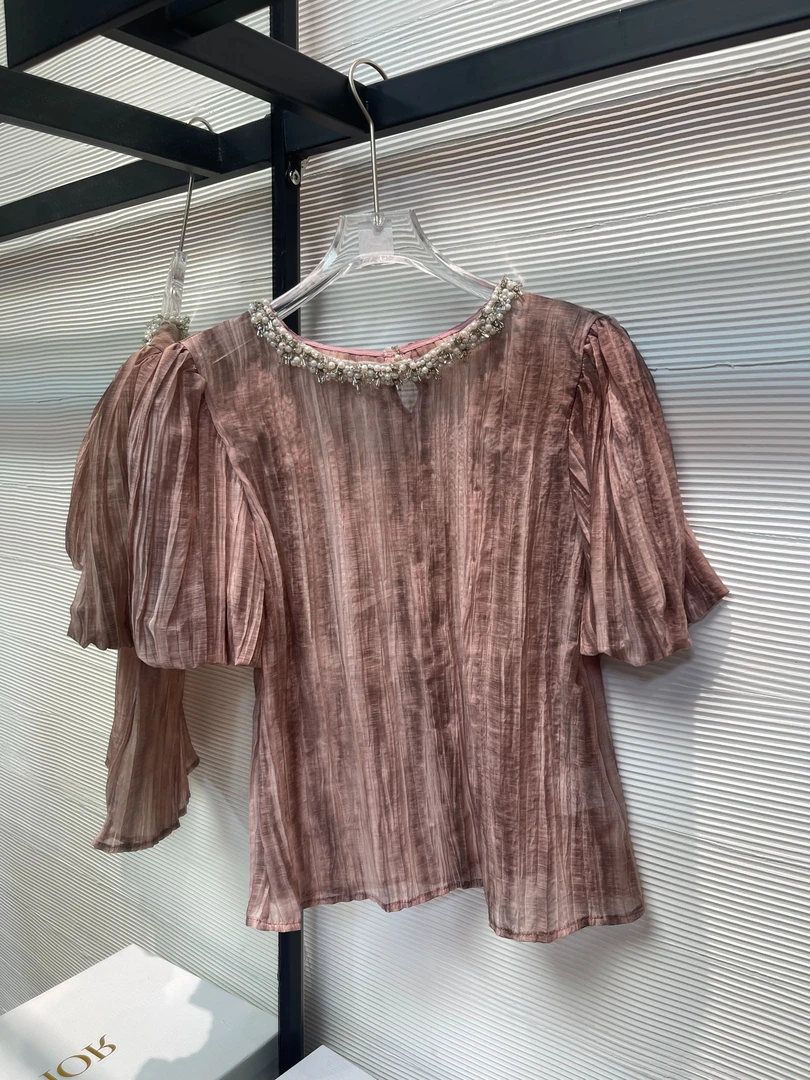 101#欧货重手工钉珠吊染藕粉