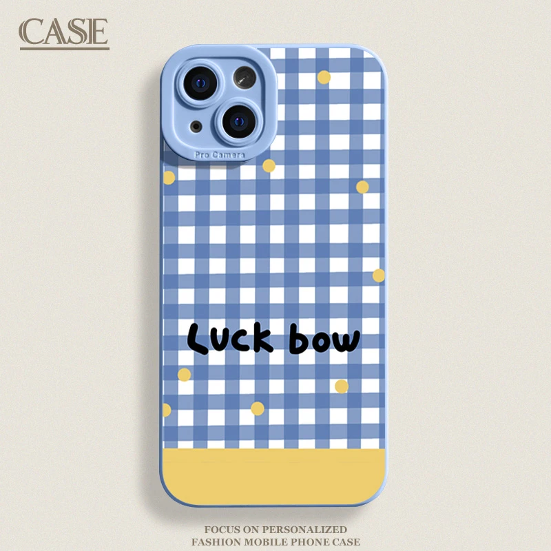 ins蓝格子适用iPhone16ProMax手机壳15苹果14软13瞳影12磨砂11xs