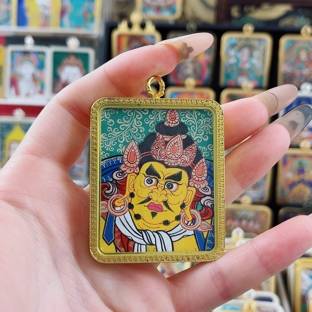 吊坠黄财神 纯手绘唐卡