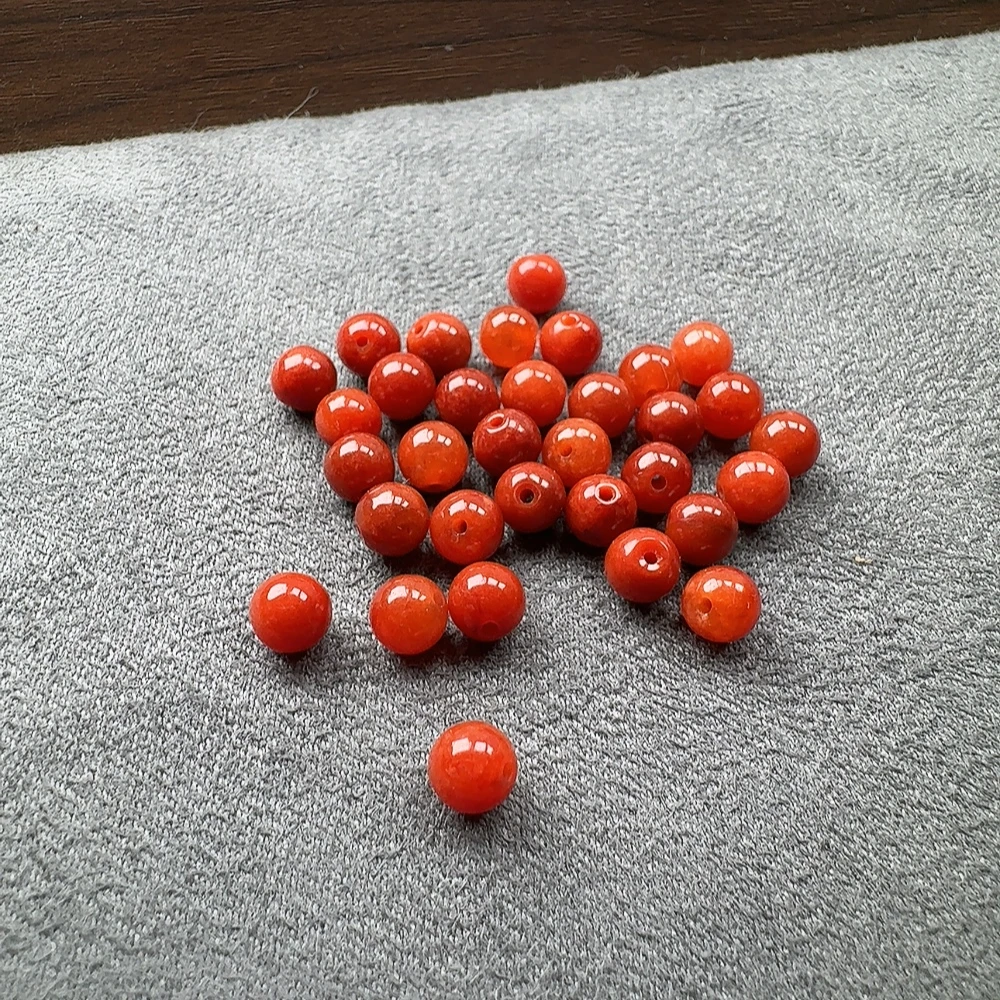 天然缅甸翡翠5.5-6mm 红翡 一单32颗 多样性发