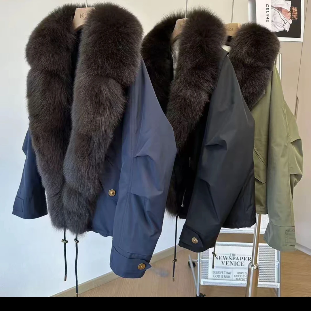 甜酷派克羽绒服女工装休闲皮草外套狐狸毛领可拆卸加厚内胆年轻款