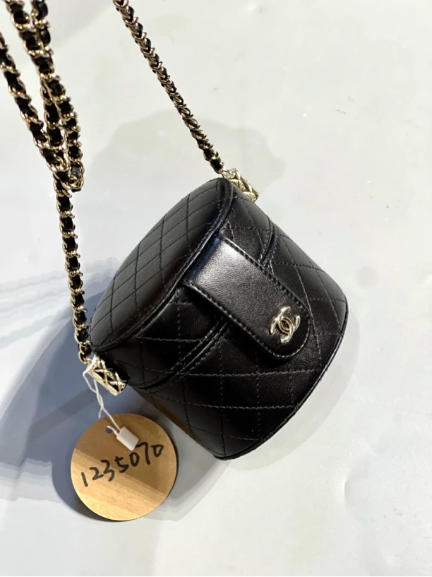 95新 Chanel/香奈儿 夏七中古/黑金盒子单肩包/1235070