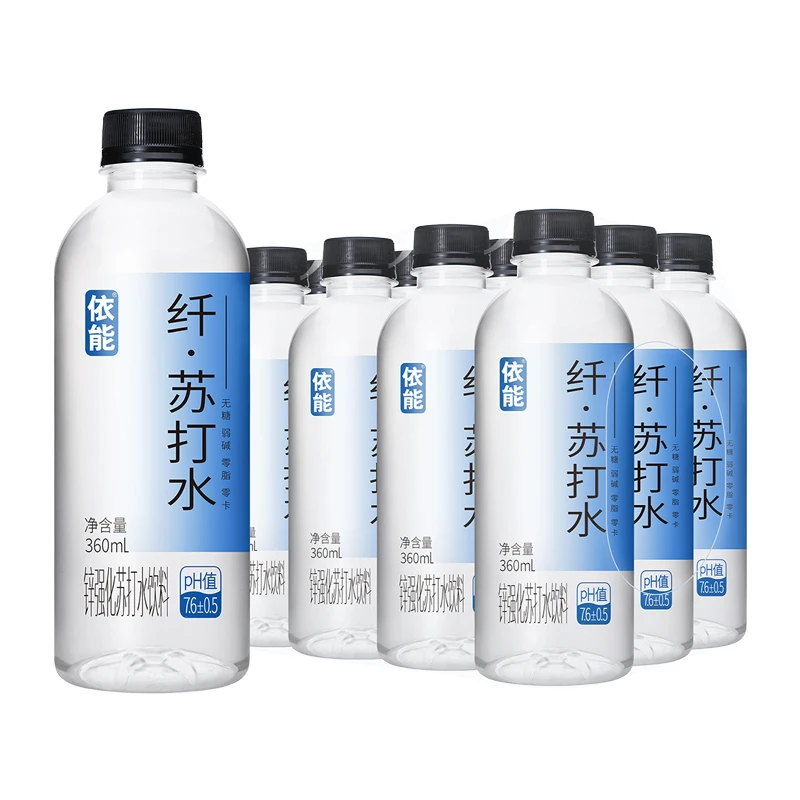 依能锌强化弱碱性无糖无汽苏打水饮料适合日常饮用360ml*12瓶