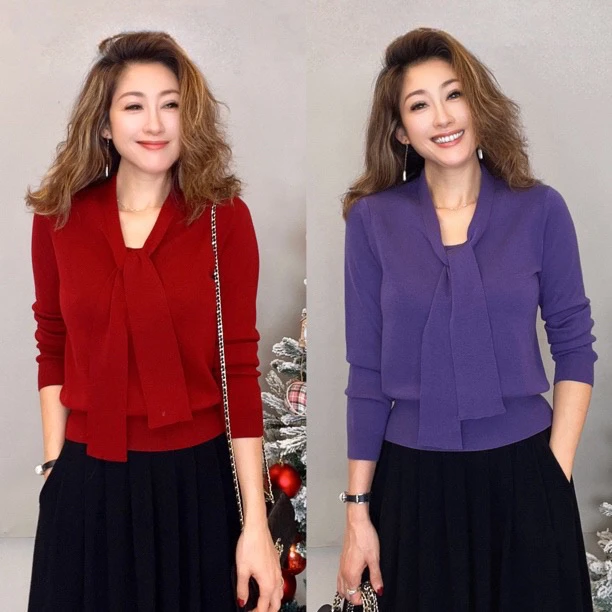 “浪漫飘带”新款秋冬长袖时尚百搭气质显瘦飘带羊毛针织外套洋气