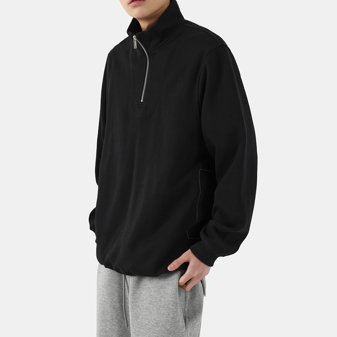 ESAT 25SS 双色基础大翻领立领半拉链套头卫衣