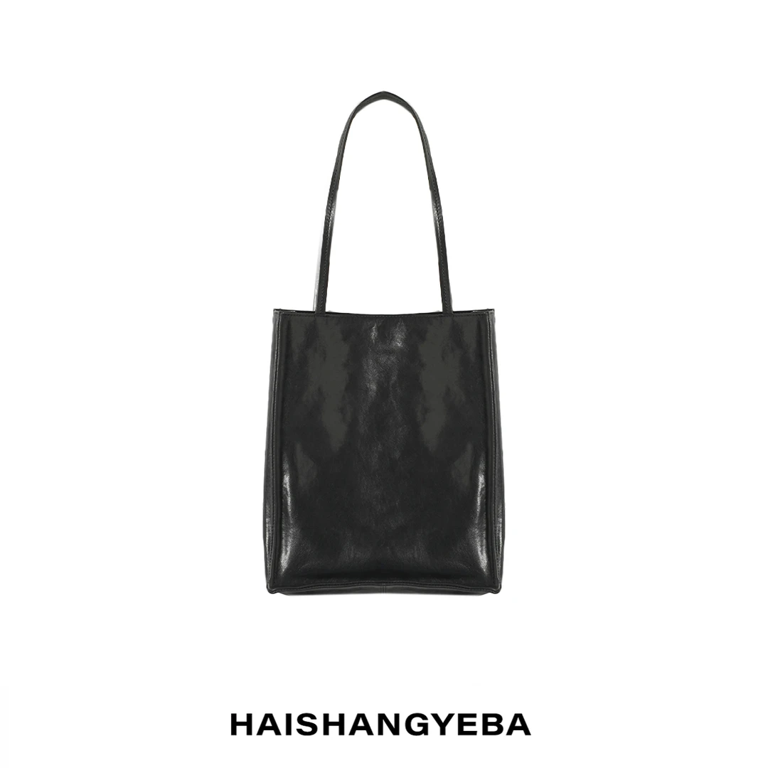 【海上叶爸】新款2025百搭植糅牛皮水桶简约单肩包