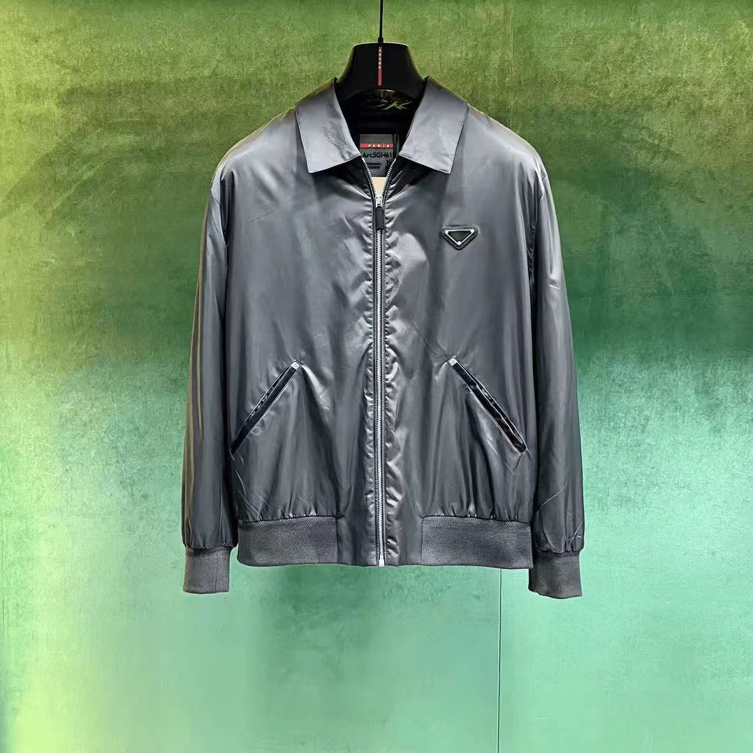 【专柜款】奢华专柜同步翻领小牛皮男士薄棉外套时尚轻奢男士