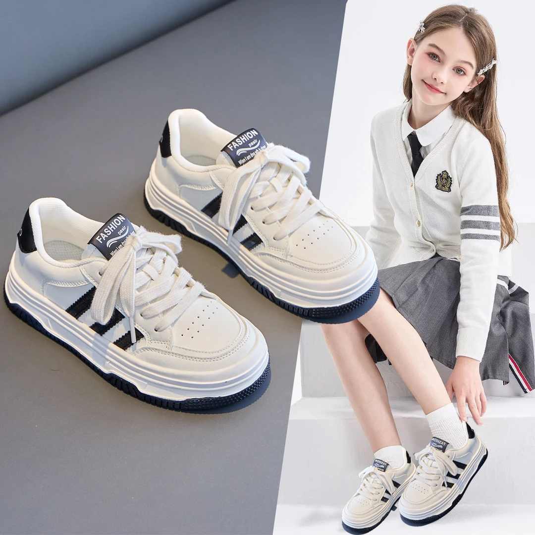 女童鞋子2025秋季新款儿童软底防滑运动中大童小白鞋低帮休闲板鞋