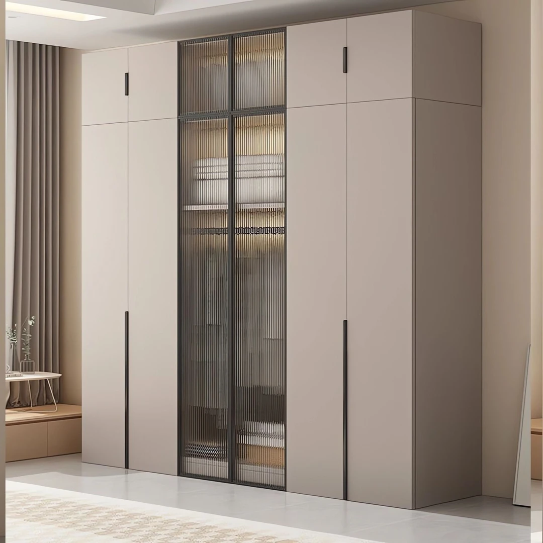 实木衣柜家用卧室对开门衣橱小户型轻奢组合储物柜简约现代收纳柜