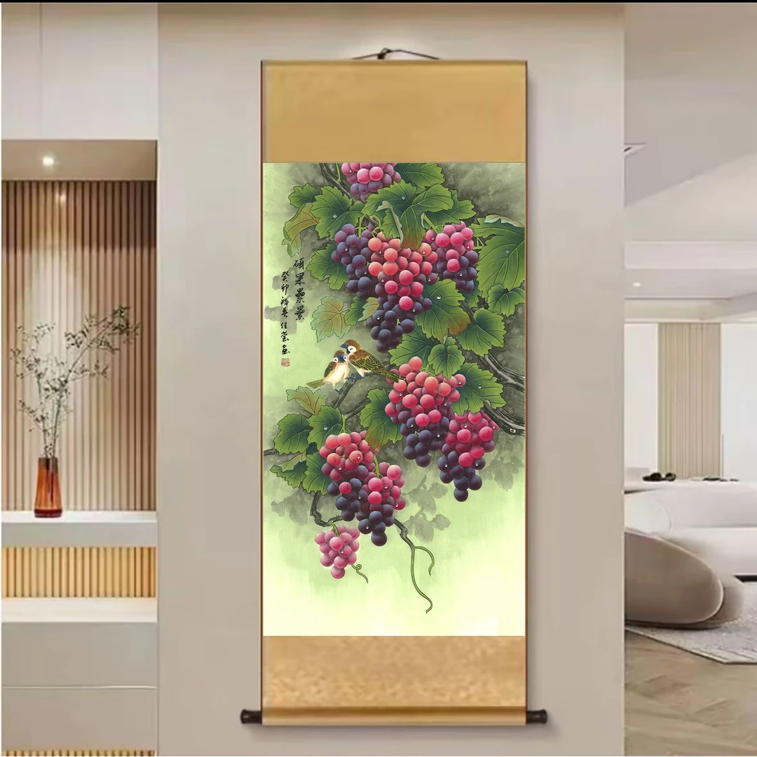 A25精装140*45《新-硕果累累》中式数字微喷立式挂画