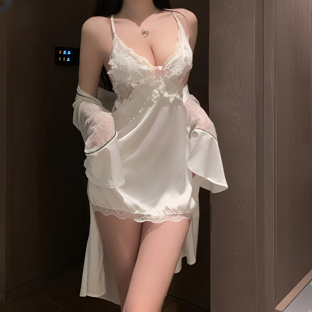 春夏亲肤薄款性感吊带睡裙聚拢带胸垫蕾丝睡衣女款爆款睡衣女夏季