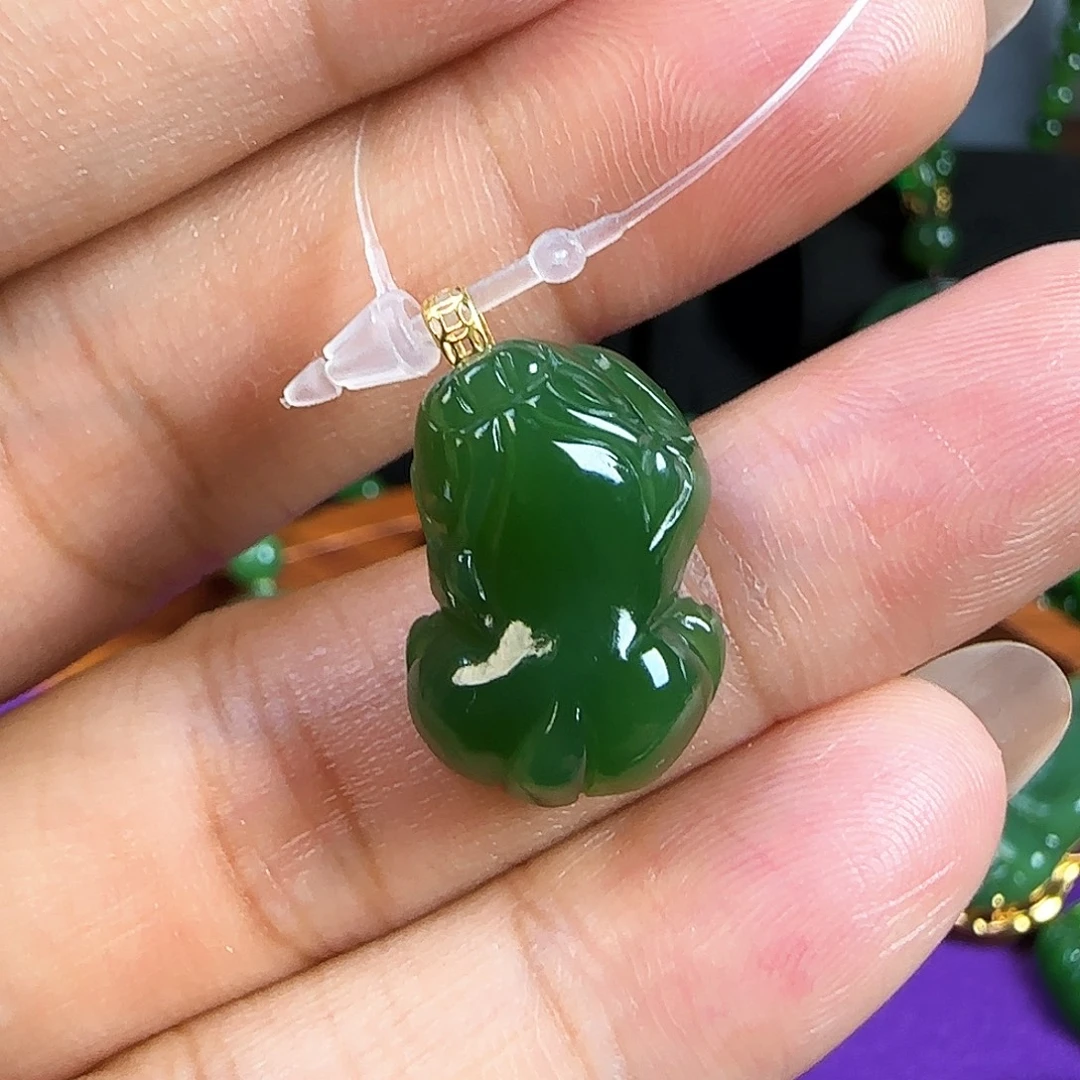 和田玉（碧玉）18K金镶嵌颈饰